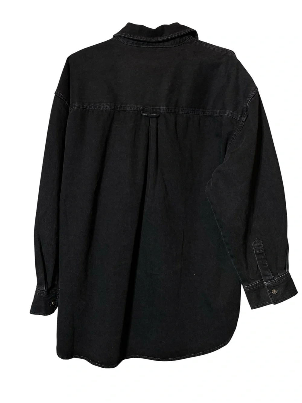 🆕 Black Denim Button Up Boyfriend Shirt Old Navy - Picture 5 of 9